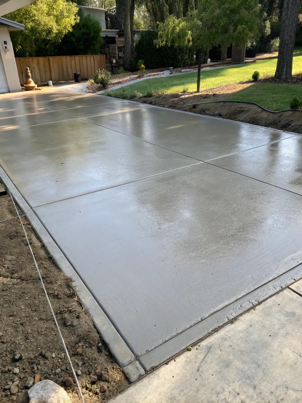 A newly installed concrete driveway with a decorative finish, highlighting the quality and aesthetic appeal provided by RedyMix Gold Coast.