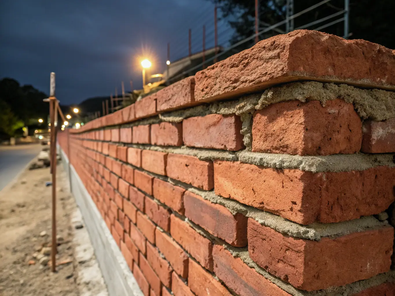 A close-up shot of a newly constructed decorative brick wall, highlighting the intricate patterns and the quality of the brickwork. The image showcases the aesthetic appeal and craftsmanship involved in decorative brickwork.