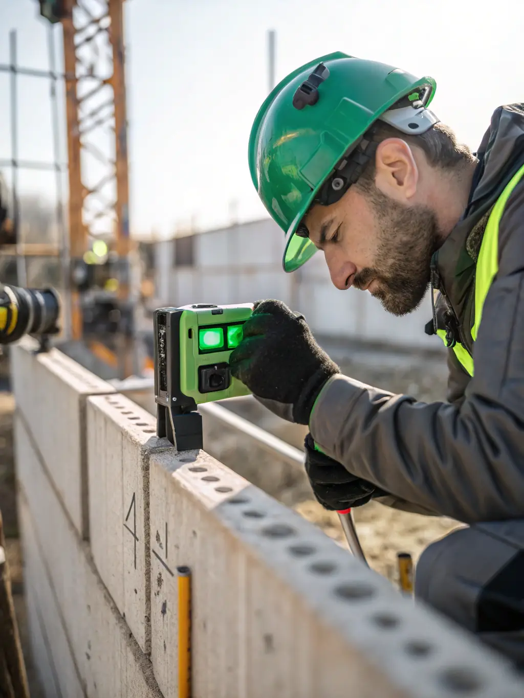 RedyMix Gold Coast team utilizing advanced laser leveling equipment to ensure precise and accurate concrete pouring on a construction site.